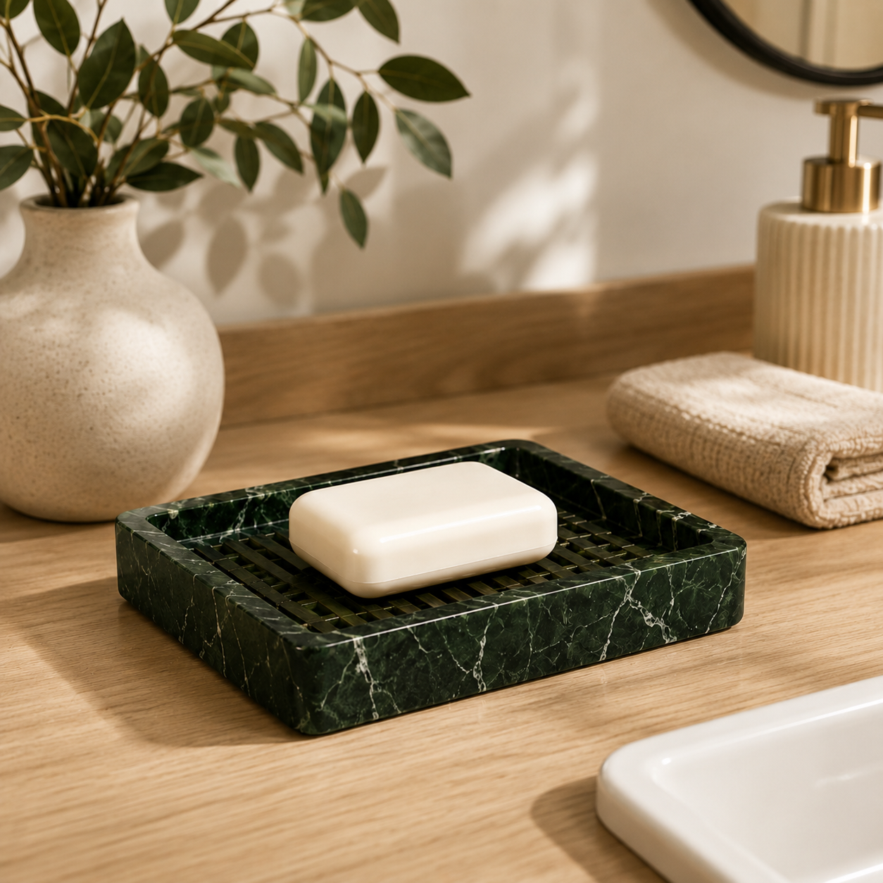 Vintage Green Marble Pattern Soap Dish
