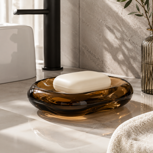 Transparent Amber Pebble Soap Dish