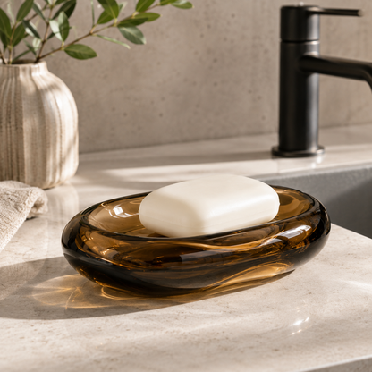 Transparent Amber Pebble Soap Dish