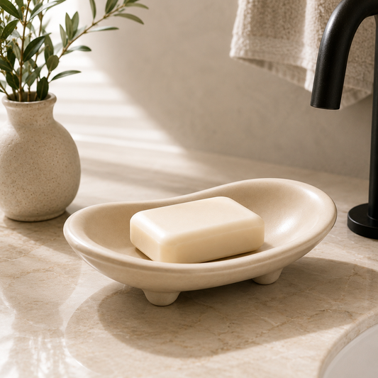Beige Three‑Leg Irregular Soap Dish