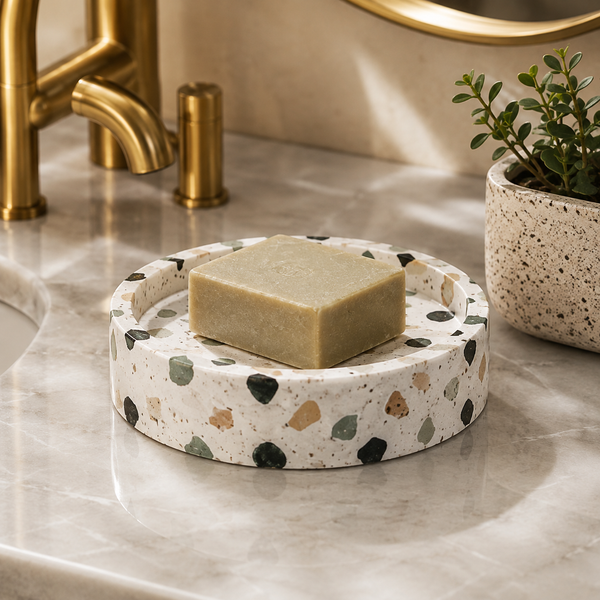 Multi‑Color Terrazzo Round Soap Dish
